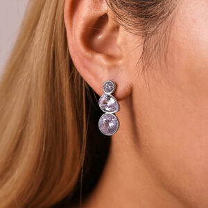 Stainless Steel Geometric Teardrop Zirconia Stud Earrings