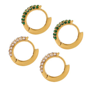 Titanium Steel Zirconia Round Earrings