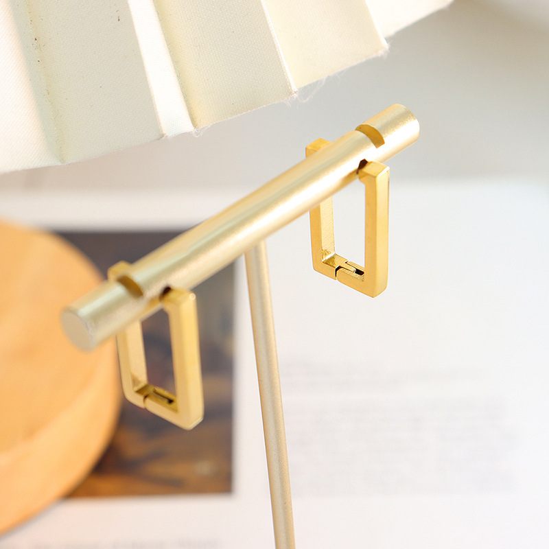 Titanium Steel Geometric Rectangle Earrings - Image 3