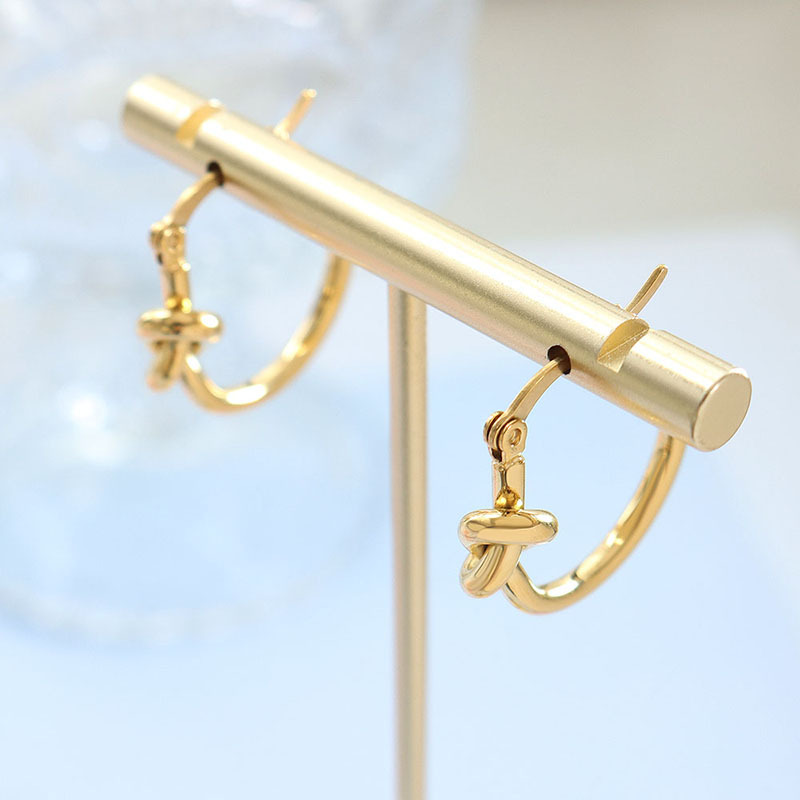 Titanium Steel Knotted Circle Earrings - Image 2