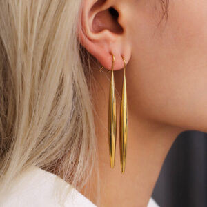 Stainless Steel Teardrop Fringe Long Earrings