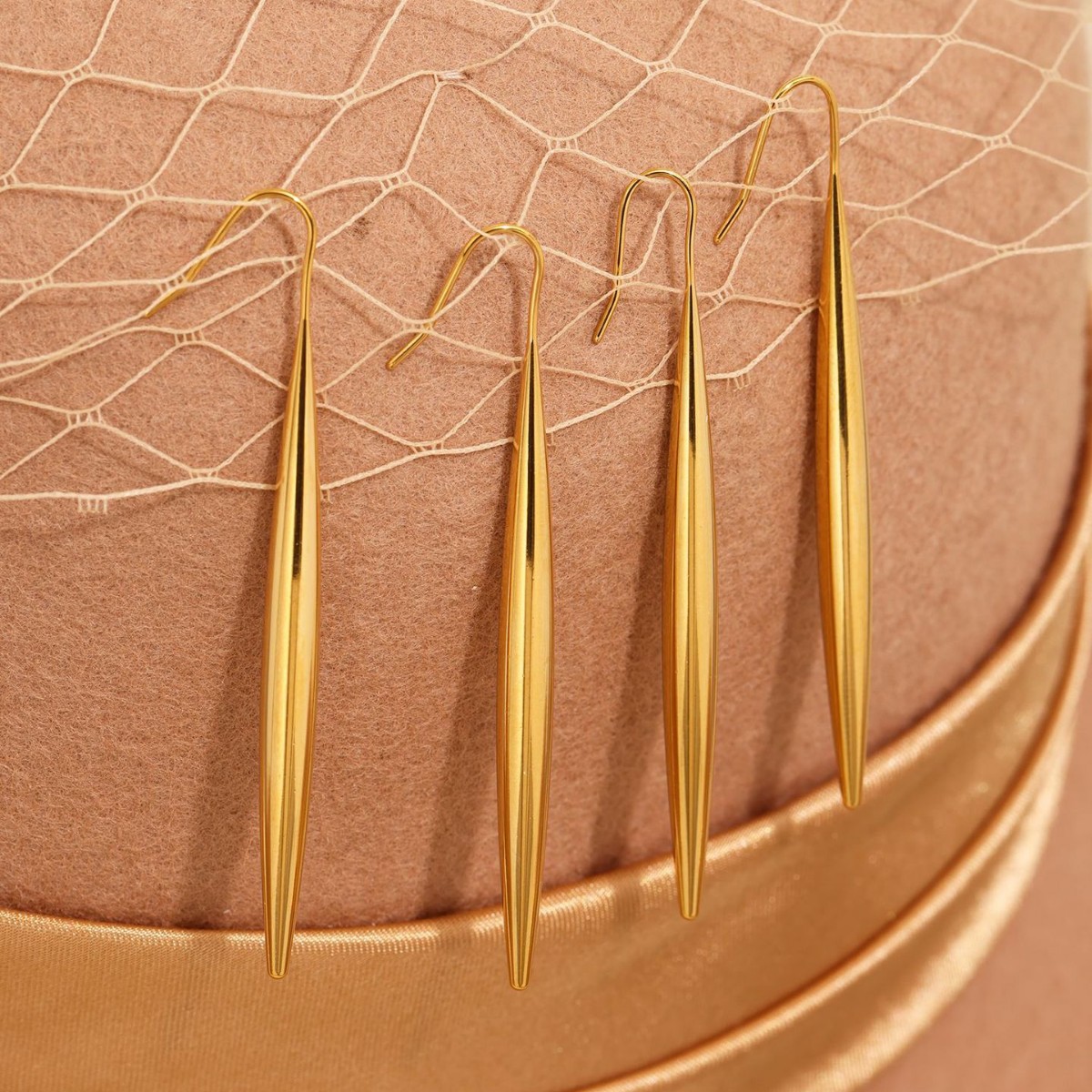 Stainless Steel Teardrop Fringe Long Earrings - Image 2