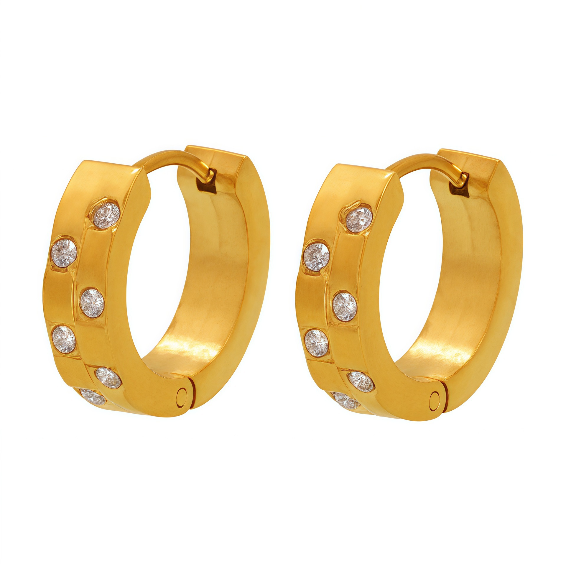 Stainless Steel C-Shaped Zirconia Earrings - Image 5
