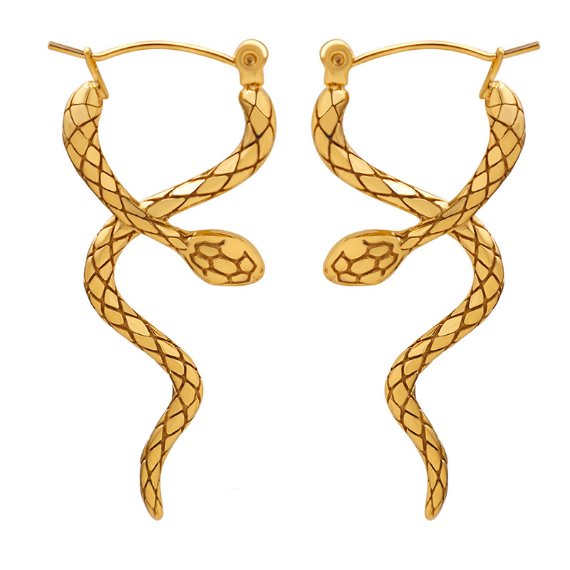 Titanium Steel Intertwined Snake Earrings
