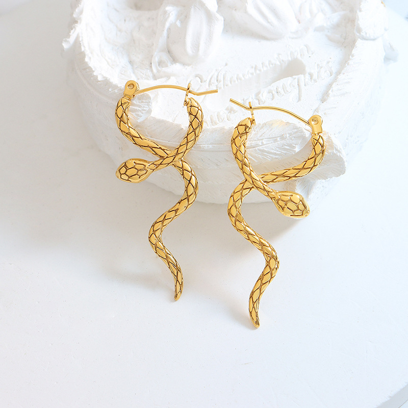 Titanium Steel Intertwined Snake Earrings - Image 3