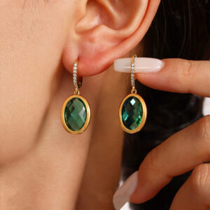 Stainless Steel Multi-Facet Oval Czech Glass Earrings
