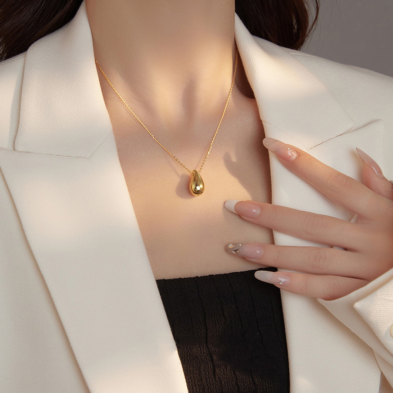 S925 Sterling Silver Gold-Plated Teardrop Necklace