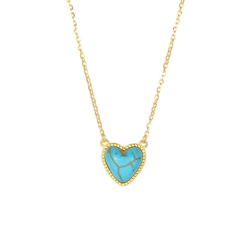S925 Sterling Silver Turquoise Heart Pendant Necklace - Image 4