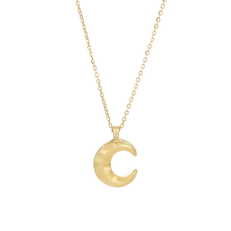 S925 Sterling Silver Matte Moon Pendant Necklace - Image 4