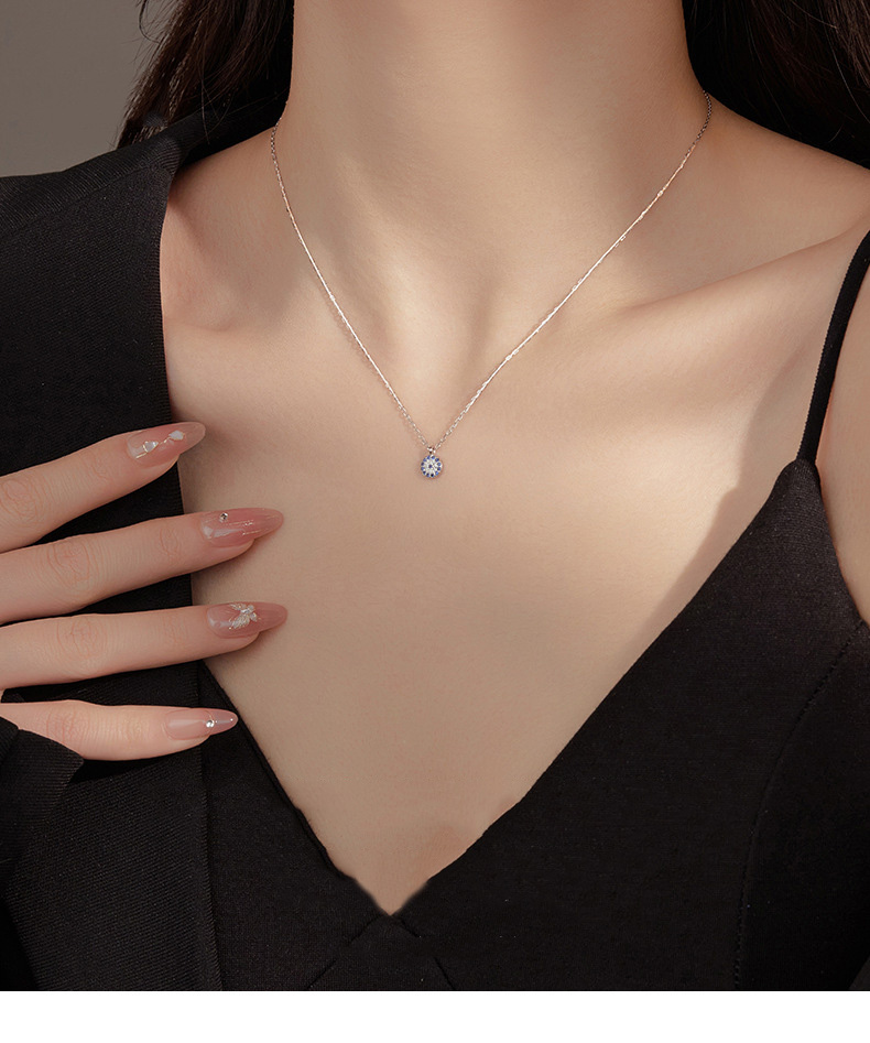 Blue Pendant Necklace - Silver