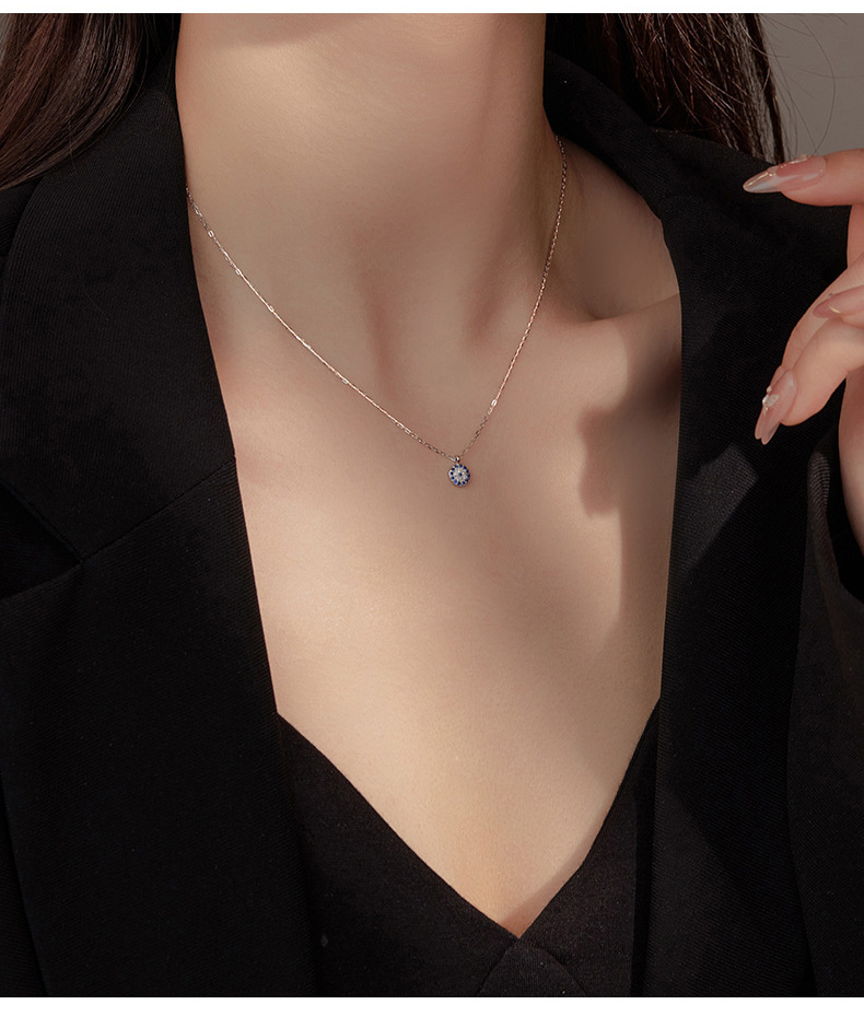 Blue Pendant Necklace - Silver