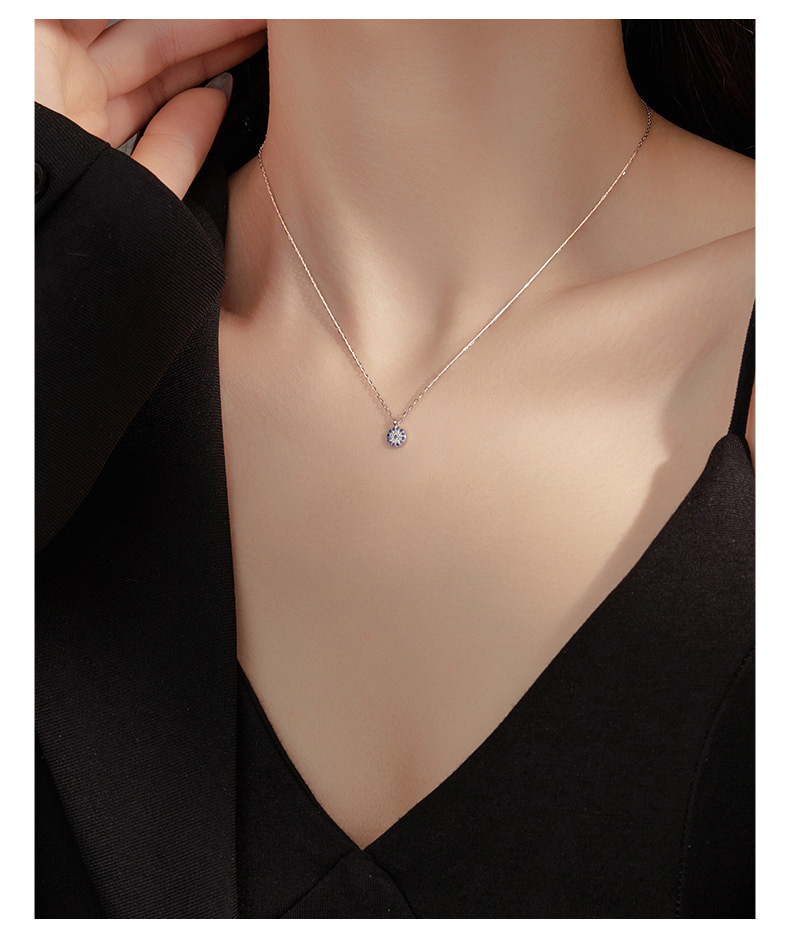 Blue Pendant Necklace - Silver