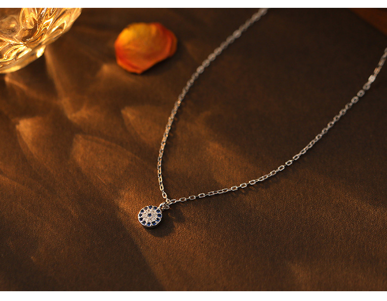 Blue Pendant Necklace - Silver
