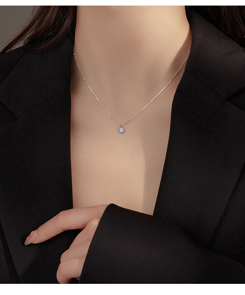 Blue Pendant Necklace - Silver