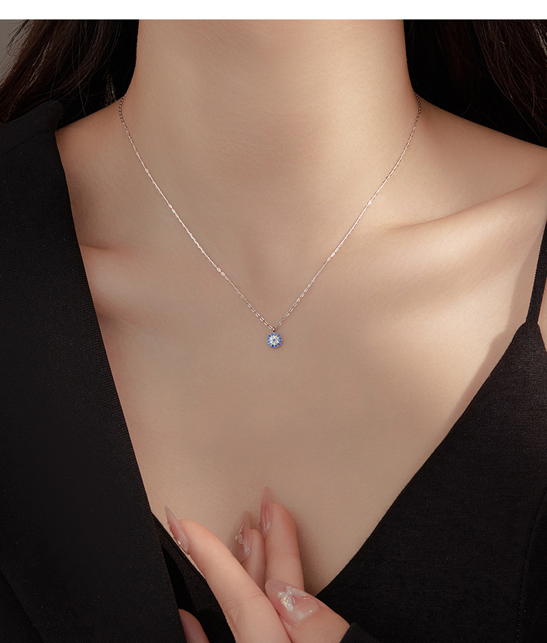 Blue Pendant Necklace - Silver