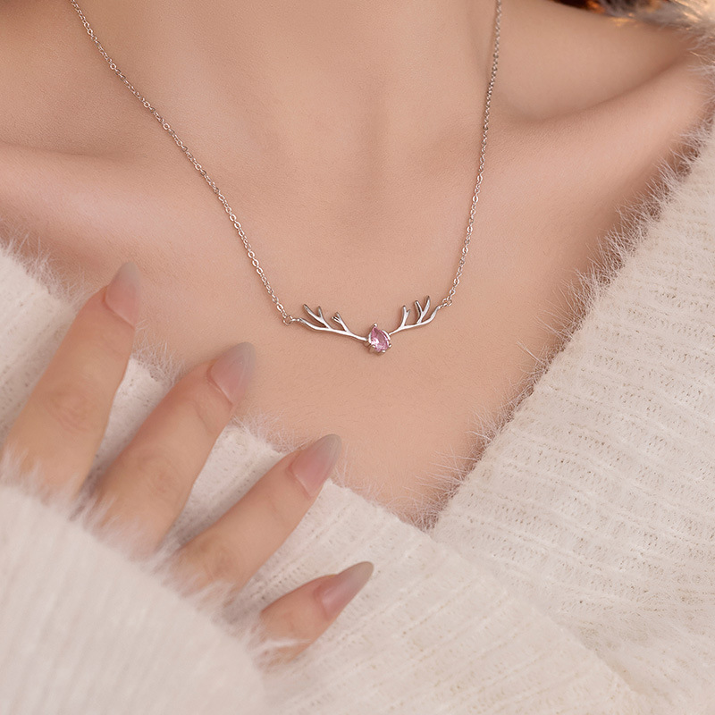 S925 Sterling Silver Reindeer Collarbone Necklace - Image 3