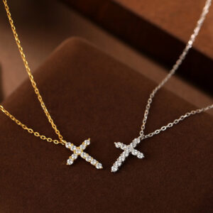 S925 Sterling Silver Full Pavé Cross Pendant Necklace