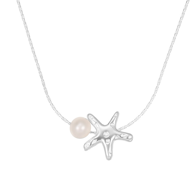 S925 Sterling Silver Starfish Natural Pearl Necklace - Image 4