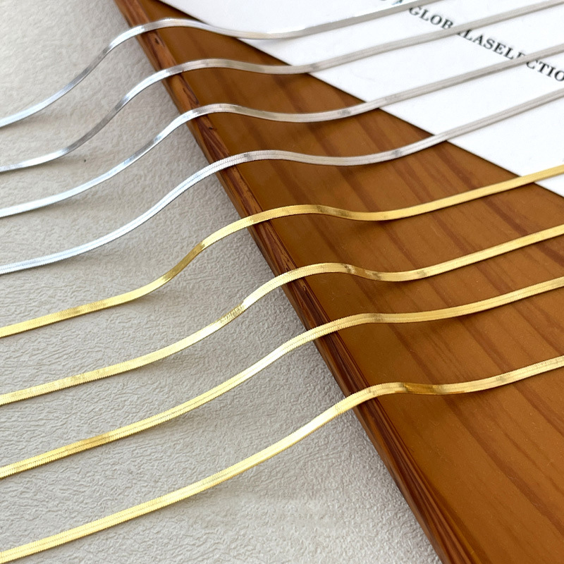 S925 Sterling Silver Choker Plain Flat Snake Chain Necklace