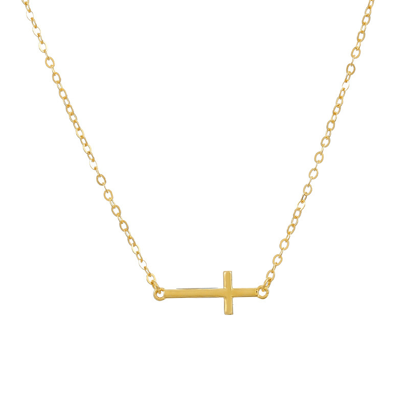 S925 Sterling Silver Minimalist Horizontal Cross Necklace - Image 4