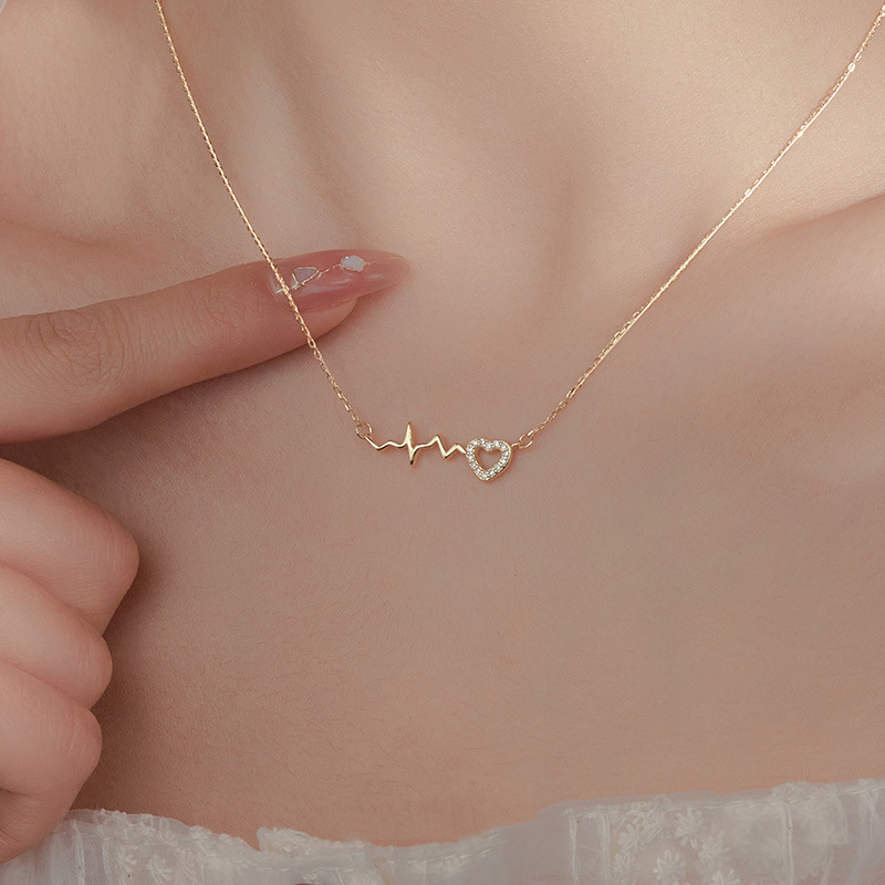 S925 Sterling Silver Heartbeat Heart Necklace
