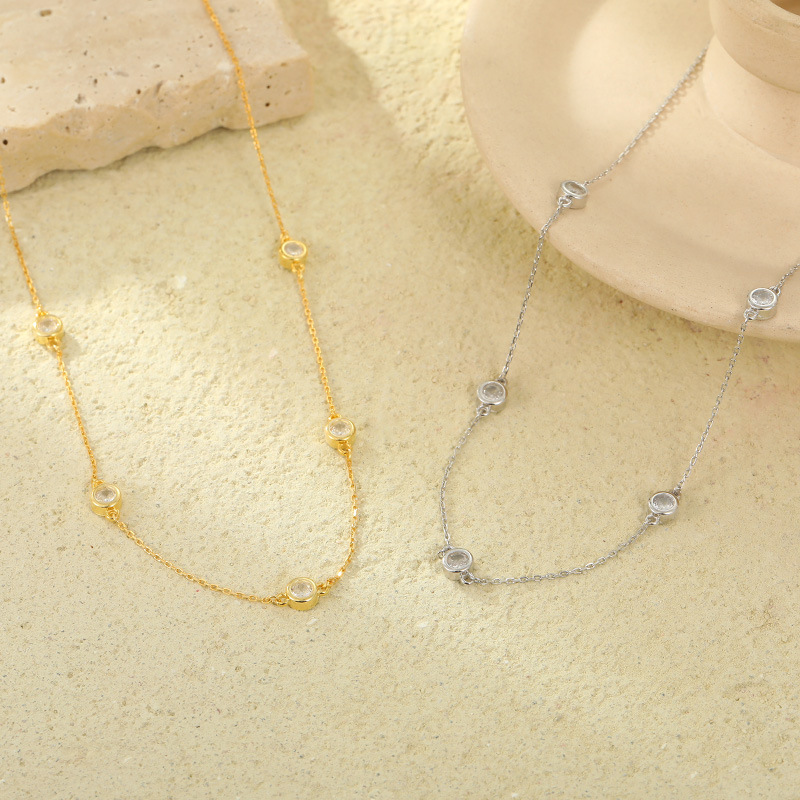 S925 Sterling Silver Minimalist Zircon Necklace - Image 2
