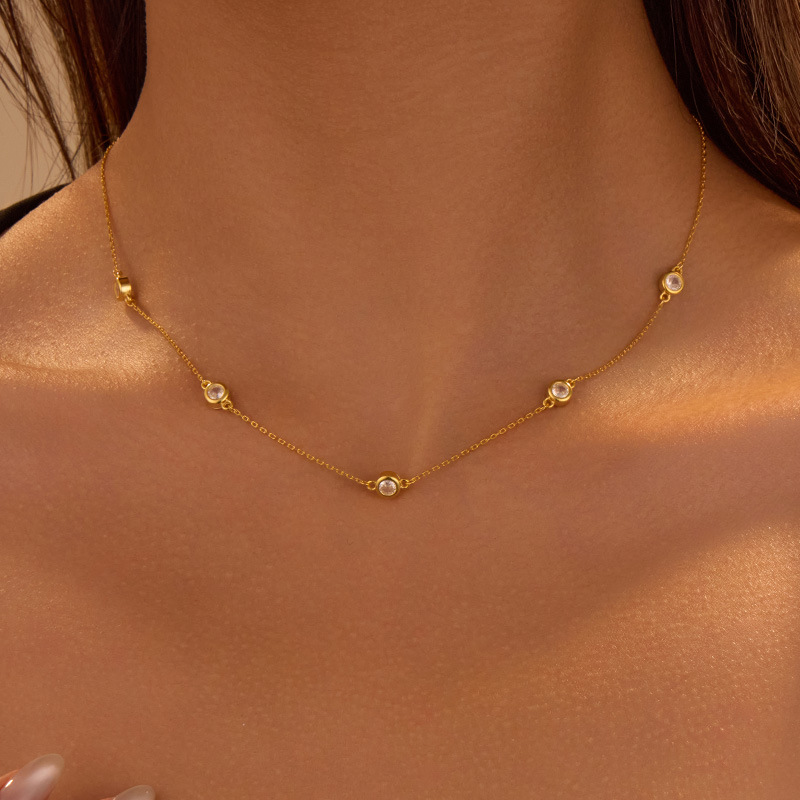 S925 Sterling Silver Minimalist Zircon Necklace - Image 3