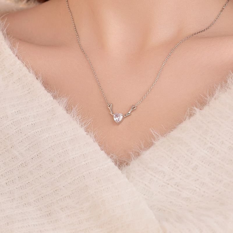S925 Sterling Silver Deer Antler Necklace - Image 3