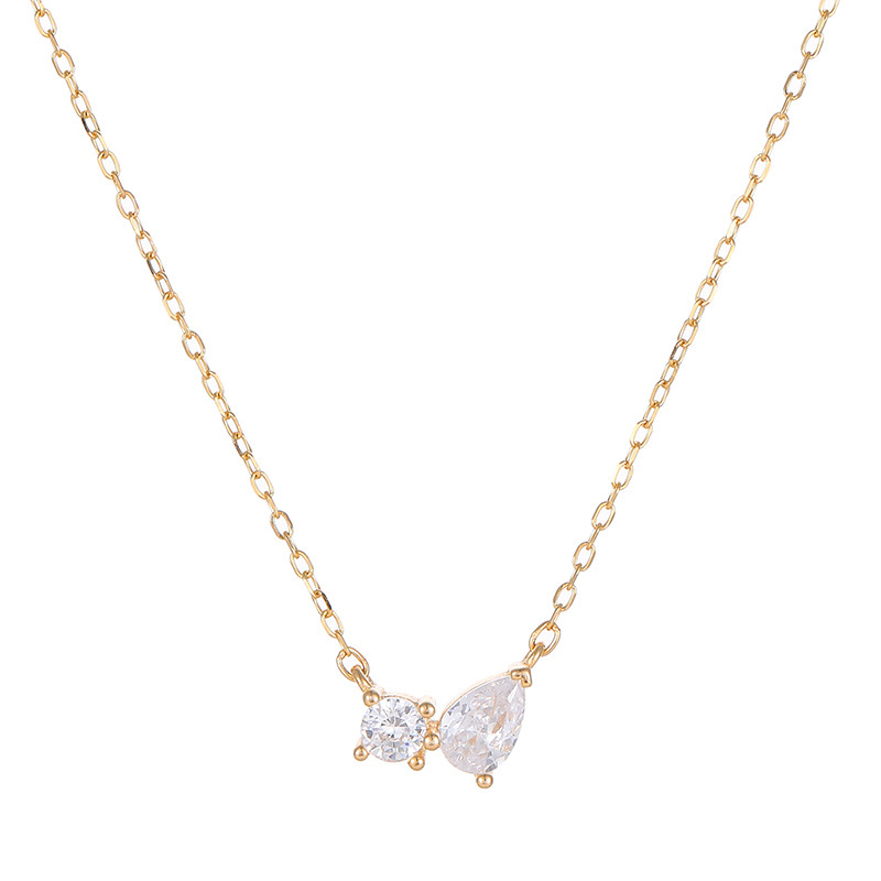 S925 Sterling Silver Minimalist Teardrop Round Zirconia Necklace - Image 4