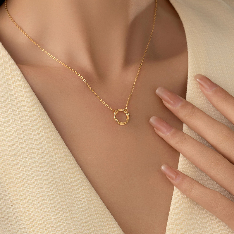 S925 Sterling Silver Minimalist Openwork Circle Necklace - Image 3