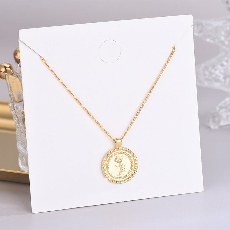 S925 Sterling Silver Round Rose Pendant Necklace - Image 2