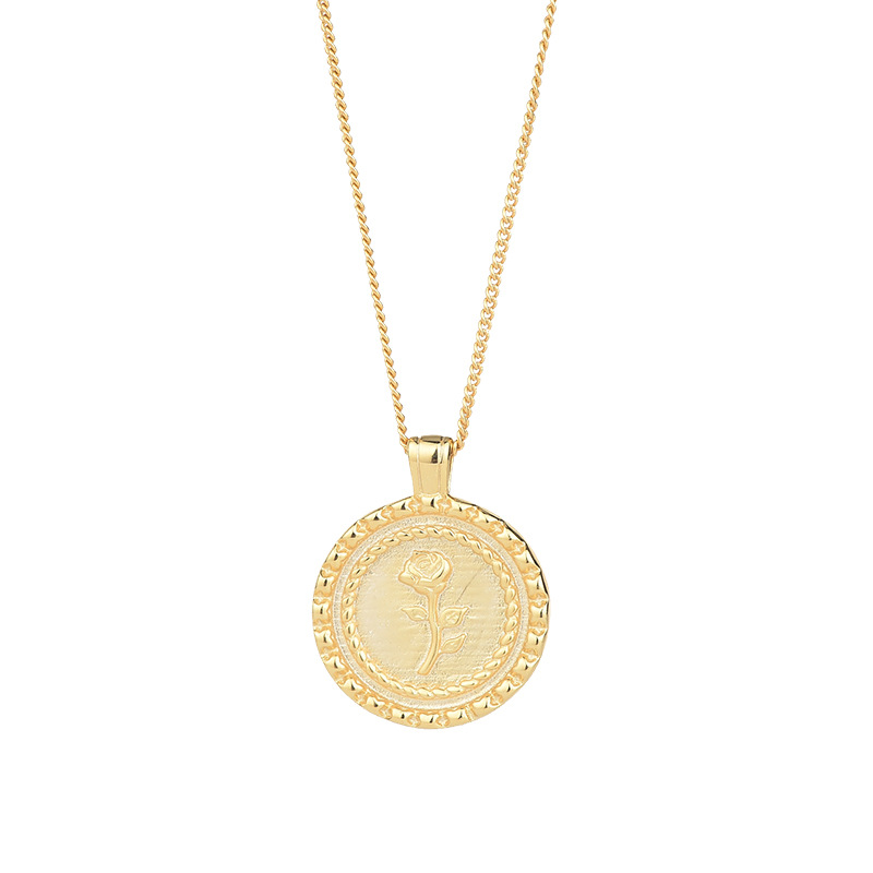 S925 Sterling Silver Round Rose Pendant Necklace - Image 5