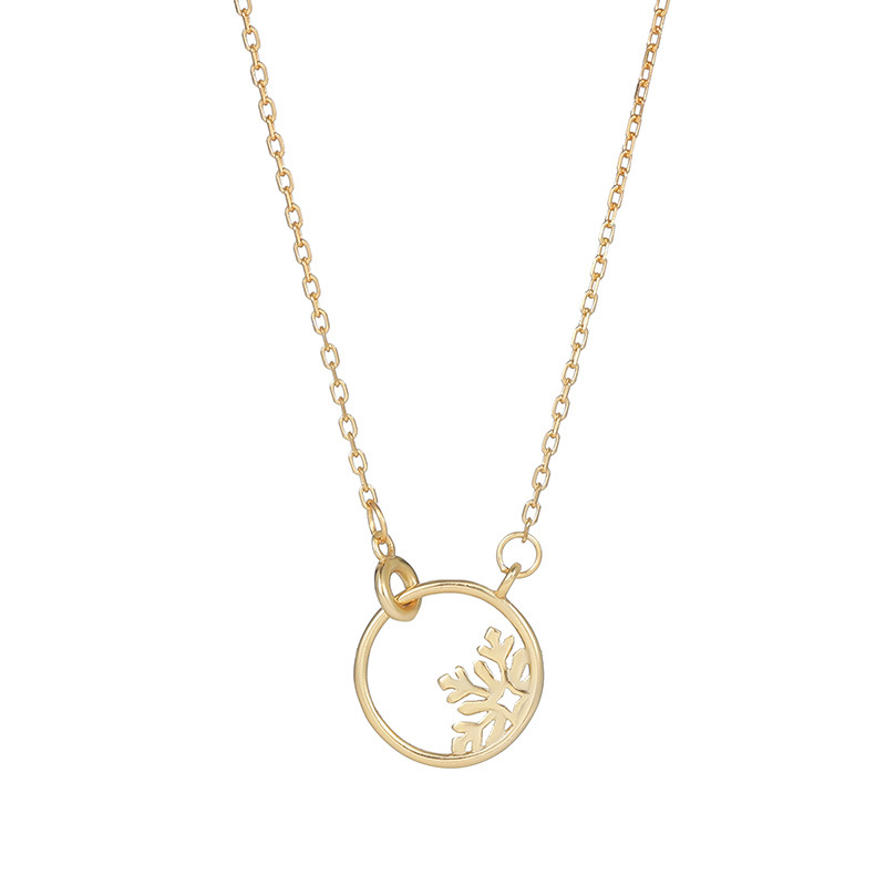 S925 Sterling Silver Half-Snowflake Circle Necklace - Image 4