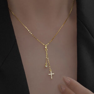 S925 Sterling Silver Cross Tassel Necklace