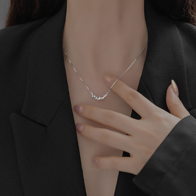 S925 Sterling Silver Inlaid Zircon Star Necklace