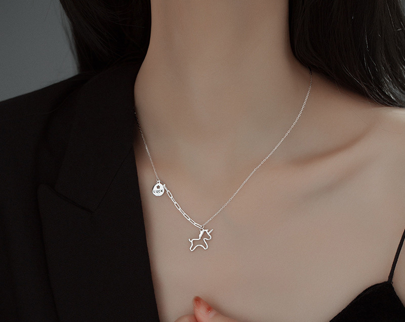 S925 Sterling Silver Lucky Unicorn Necklace