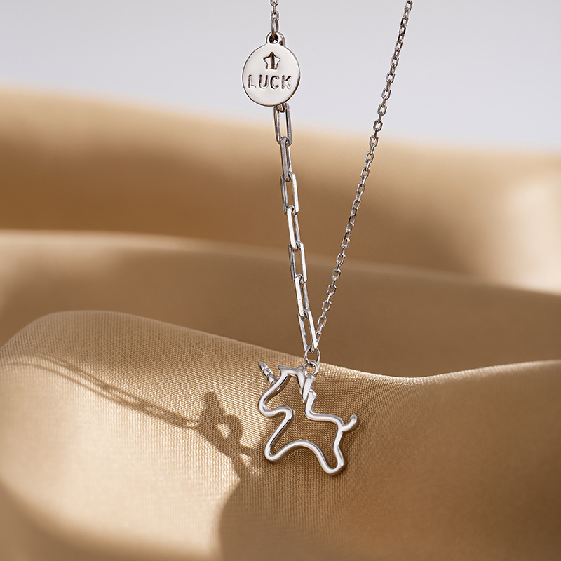 S925 Sterling Silver Lucky Unicorn Necklace - Image 2