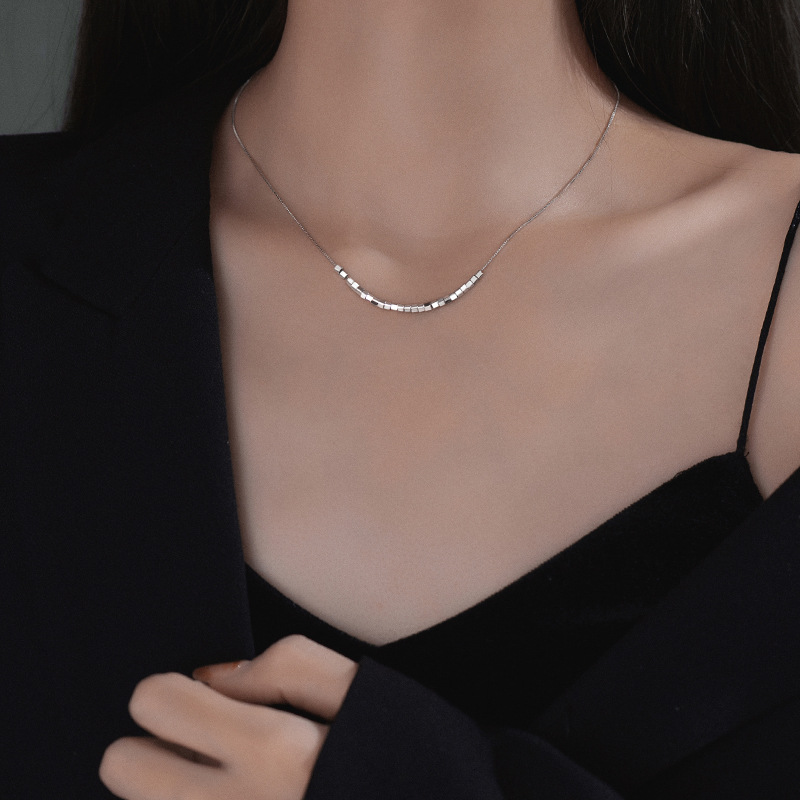 S925 Sterling Silver Small Square Necklace - Image 3
