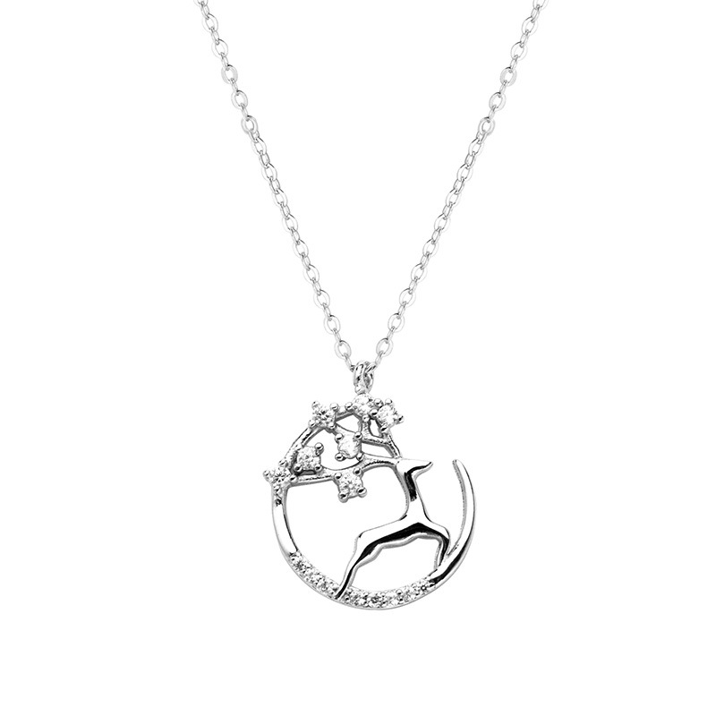 S925 Sterling Silver Reindeer Necklace with Zirconia - Image 4