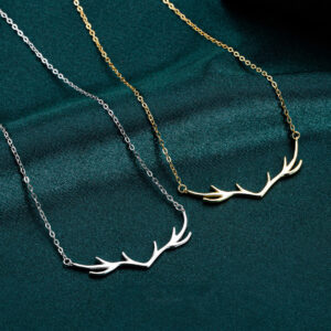S925 Sterling Silver Deer Antler Necklace