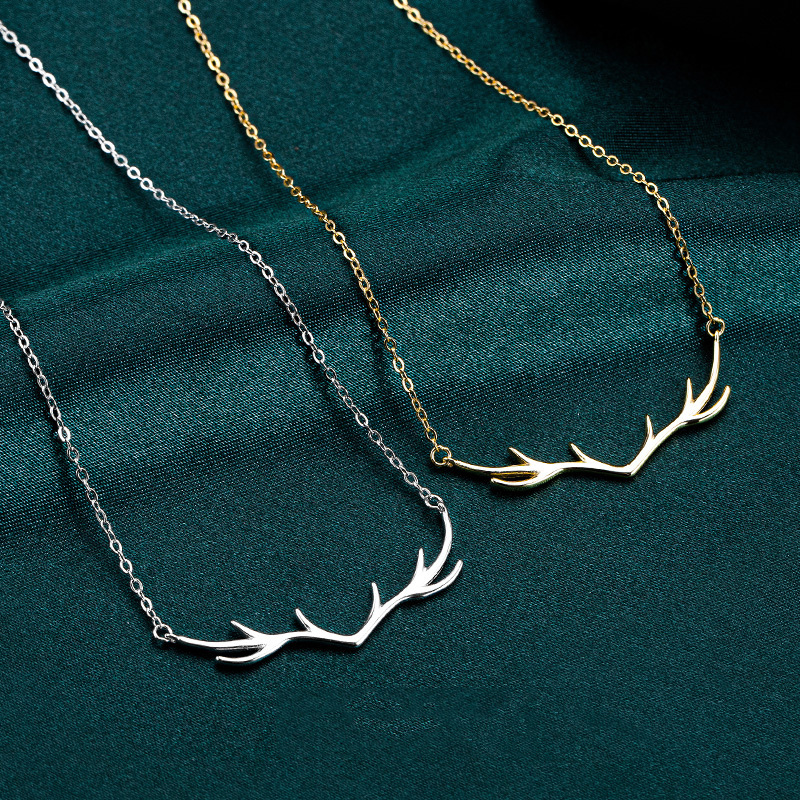 S925 Sterling Silver Deer Antler Necklace