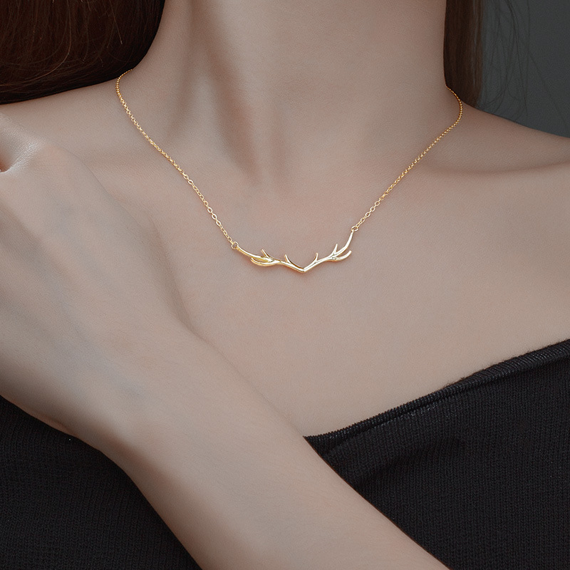 S925 Sterling Silver Deer Antler Necklace - Image 2