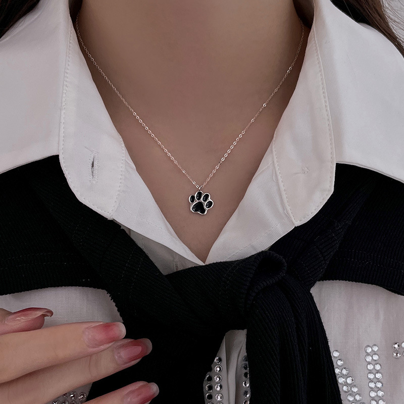 S925 Sterling Silver Cute Cat Paw Necklace - Image 3