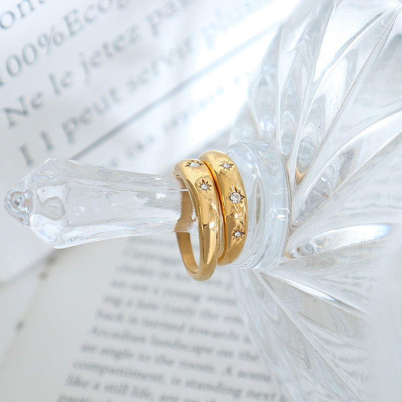 Titanium Steel Starry Zircon Ring - Image 2