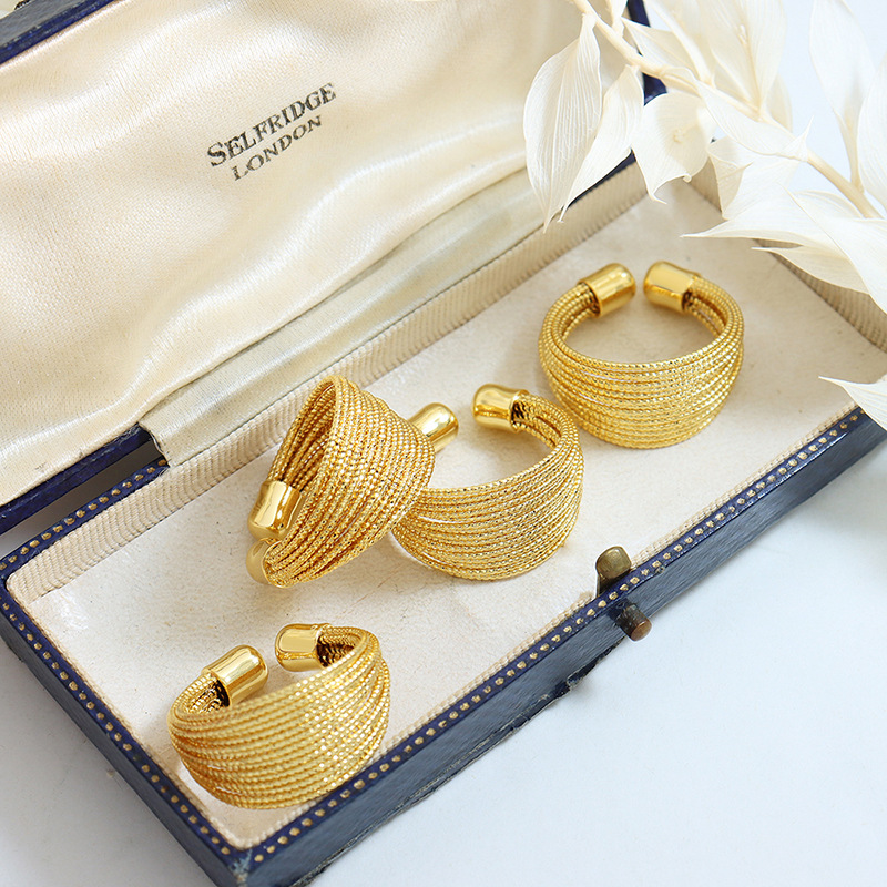 Copper Open Geometric Multi-Layer Semi-Circle Ring - Image 3