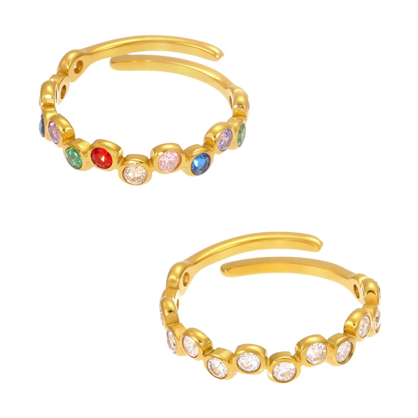 Titanium Steel Colorful Zircon Ring - Image 4