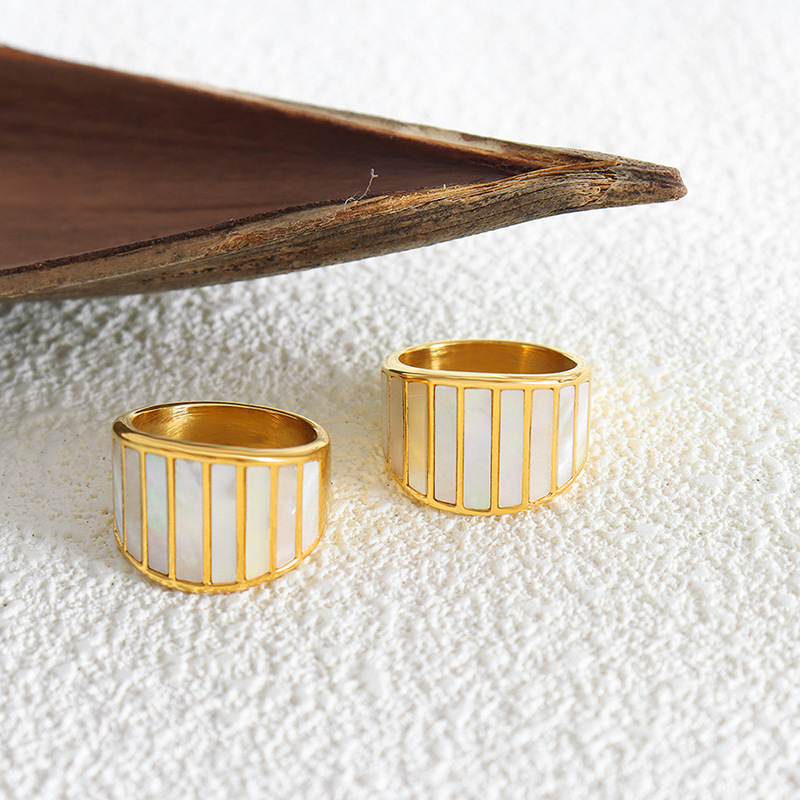 Titanium Steel Vintage White Seashell Ring - Image 3