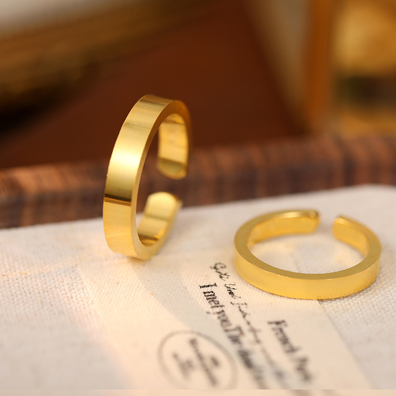 S925 Sterling Silver Plain Polished Couple Rings - Image 2