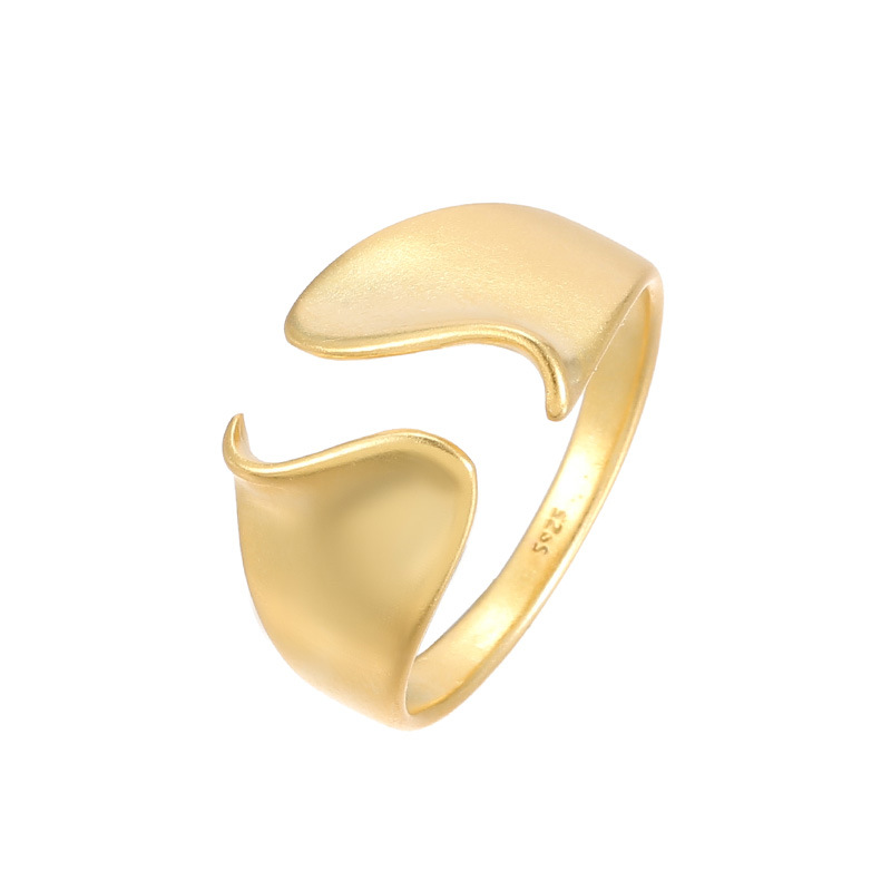 S925 Sterling Silver Metallic Matte Wide Curved Ring - Image 4