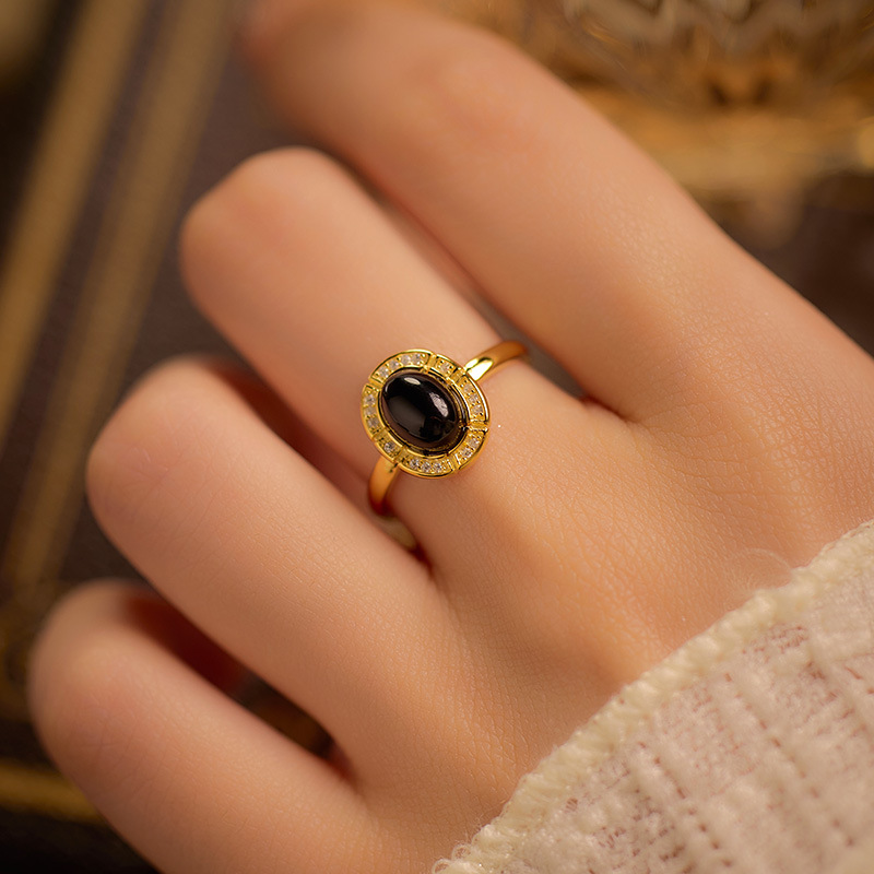 S925 Sterling Silver Vintage Black Agate Ring - Image 3